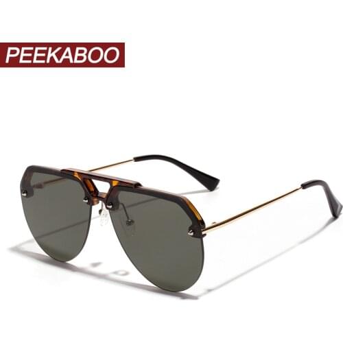 Peekaboo semi-rimless sunglasses for men 2019 half frame red black yellow sun glasses for women retro metal frame uv400