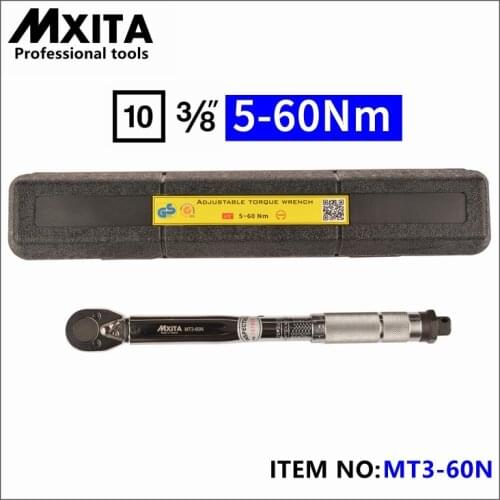 MXITA 3/8'' Drive 5-60NM Torque Wrench Tools Case Foot Pound Drive Click Adjustable Hand Spanner Ratchet Wrench Tool