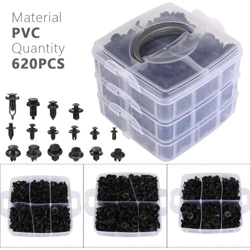 620pcs/box Car Modification Accessories Car Body Push Pin Rivet Trim Panel Fastener Clip Mould Tool Kit Universal Car buckle Set
