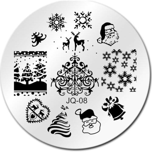 Nail Art Merry Christmas Nail Art Stamping Template Image Plate JQ08 Nail Plates Manicure Stencil Set For Nail 3D Steel Stamping