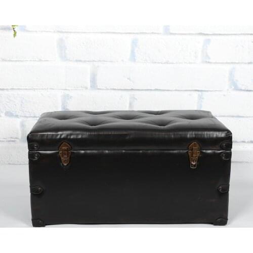 Nostalgic retro do the old storage box PU leather clothing store changing his shoes stool stool storage box dressing room