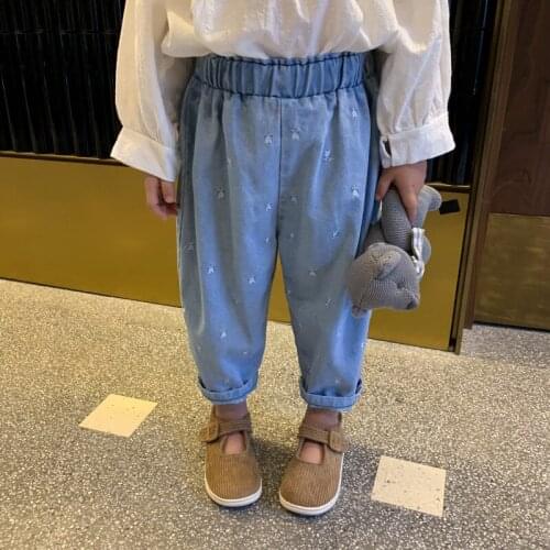 Spring New Arrival Korean style girls trousers all-match casual fashion girls long pants jeans for cute baby girls