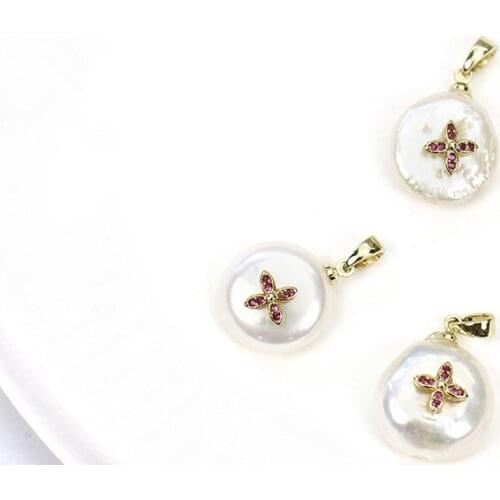 ONE PIECE freshwater pearl white flat barouqe pendant coin shape wholesale nature FPPJ loose beads