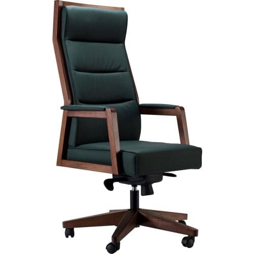 Space Office Tesla Executive Office Chair-Wood-Khaki Green