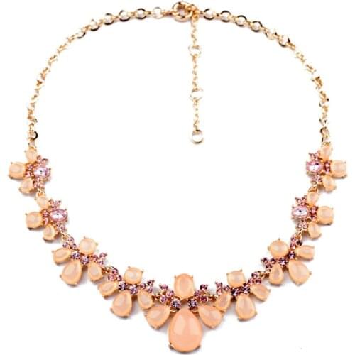 Bulk Price Pretty Girl Shiny Gold Color Orange Necklace Chain Gold Color