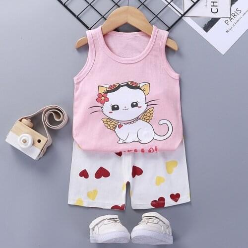 6m-4t Baby Two-piece Kids Wear Childrens Summer Clothes Cotton Sleeveless Top And Shorts Set Girls Clothes Baby Clothes
