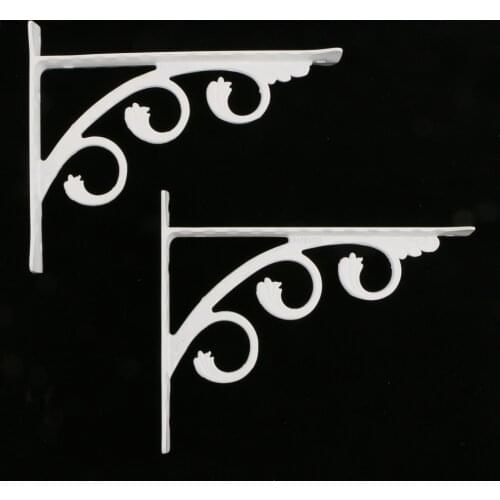 Pair of Small Cast Aluminum Shelf Brackets with Scroll Design
