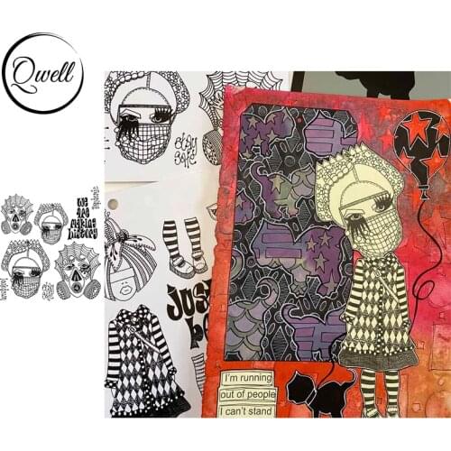 QWELL Retro Woman Cover Stay Safe Words Clear Transparent Stamps DIY Scrapbooking Album Craft Paper Cards 2021 Hot Sale