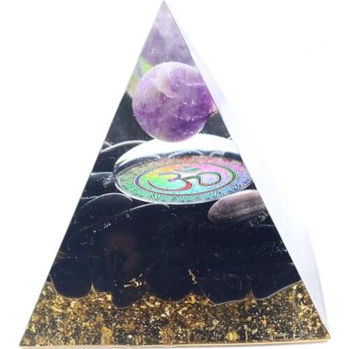 FYSL Many Color Quartz Stone and Resin Pyramid Pendant Orgonite 3D Symbol Spiritual Jewelry