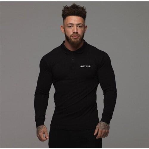 Muscleguys Autumn Fashion Polo Shirt Casual Plain Cotton Long Sleeve High Quality Slim Fit Polo Shirt Men Fitness Polo homme