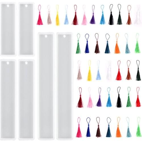 DIY Crystal Epoxy Rectangular Bookmark Mold Color Tassel Accessories Resin Silicone Model Pendant Jewelry Set Wholesale