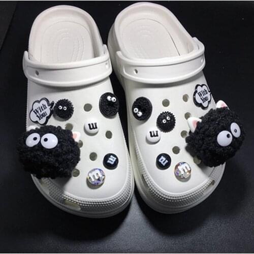 Cute Black Fur Ball Croc Charms Luxury Elegant Bow-knot Charms for Crocs DIY Fashion Trend Garden Shoe Buckle Lovely Girls Gift