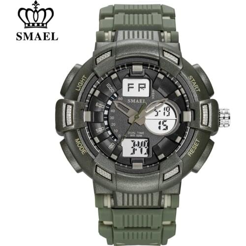 SMAEL New Fashion Mens Sports Watches Men Quartz Analog LED Digital Clock Man Military Waterproof Stopwatch Watch Reloj Hombre
