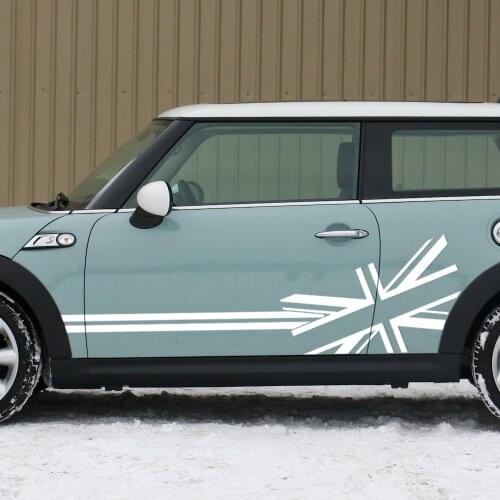 Union Jack Flag Style Door Side Stripe Skirt Body Decal Stickers for MINI Cooper R50 R52 R53 R56 R57 F56 R60 Accessories