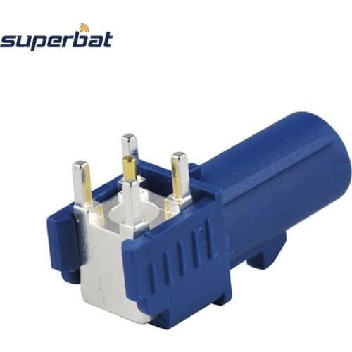 Superbat 10pcs Fakra C Blue SMB Plug PCB Mount Right Angle Connector for GPS RF Communications Systems