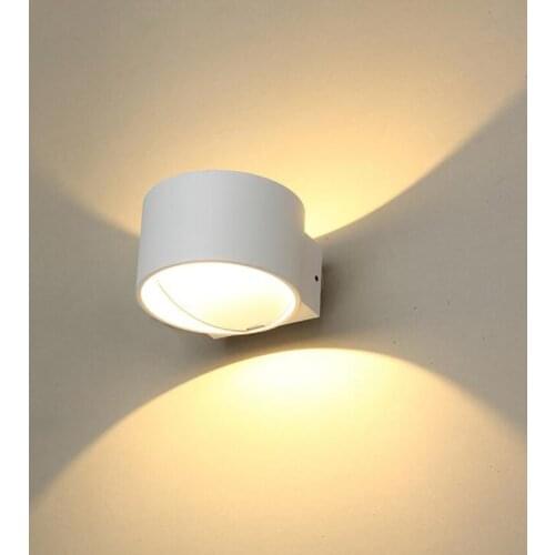 LED Wall Sconce Lighting Fixture Lamps 7W Warm 3000K Up and Down Round Wall Lamp for Living Room Bedside Entrance, Aluminum