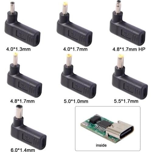 USB 3.1 Type C USB-C to DC 19V 4.8mm 5.5mm 4.0mm 5.0mm 6.0mm Adapter PD Emulator Trigger 90 Degree Angled for HP Laptop