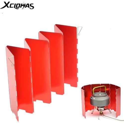 8/9/10 Plates Oxidized Camping Gas Stove Wind Shield Aluminum Alloy Burner Windproof Screen Shield 3 Colors with Plastic Box