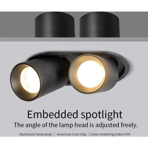 Embedded spotlight double-headed 2X12W LED Cob-Cree spotlight high CRI RA>93 business hotel engineering indoor lighting