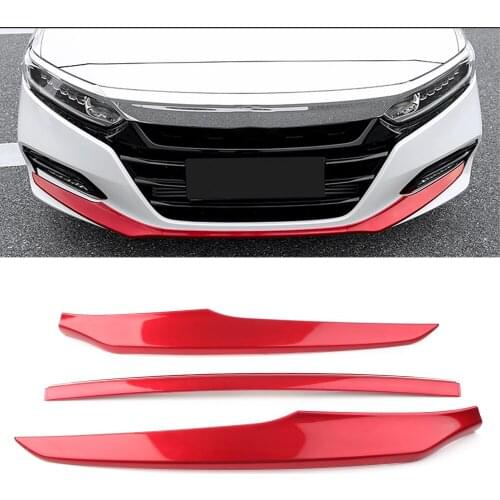 Car Front Lip Bumper Protector Cover Trims For Honda Accord 2018 2019 Glossy Black/Chrome/Red ABS Auto Accessories