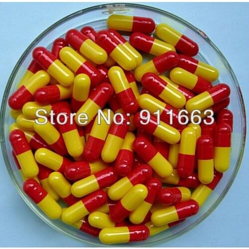 0# 10,000pcs, red/yellow colored empty capsules sizes 0/hard gelatin empty capsules/gelatine capsule/medicine packaging