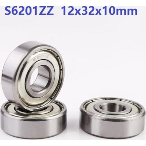 10pcs ABEC-5 S6201ZZ S6201 ZZ Z 12*32*10mm Stainless steel Ball bearing Deep Groove Ball Bearings 12x32x10mm 6201
