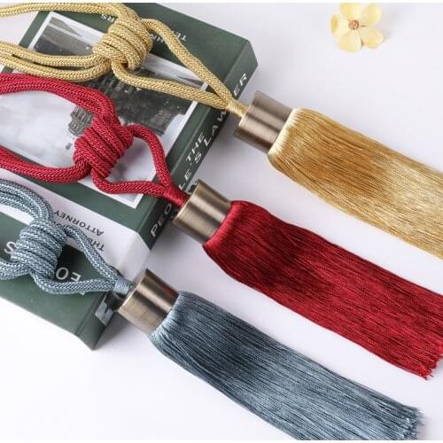 2Pcs/Pair Curtain Tassel Brush Fringe Tiebacks Hanging Belt Ball Ropes Hook Hanger Curtain Accessories Tie Back Strap Buckle