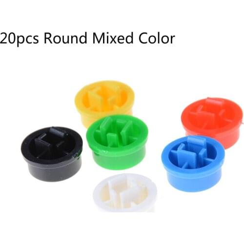 20pcs Round Mixed Color Tactile Button Caps Kit For 12x12x7.3MM Tact Switches New Product Offers