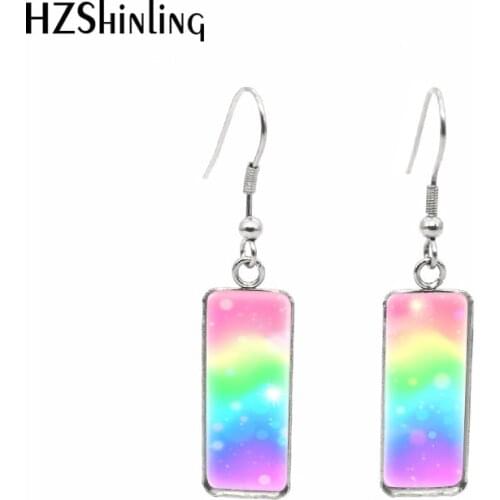 2020 New Pink Purple Galaxy Earring Star Cloud Rectangular Hook Earrings Glass Dome Photo Jewelry Handmade