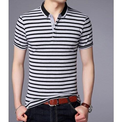 MRMT 2021 Brand New Summer Mens T-Shirt Business Casual Short-Sleeved Men T Shirt Youth Turtleneck Striped Shirt Tshirt For Male