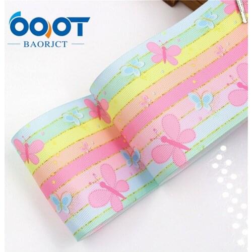 3'' 75MM cartoon butterfly Printed grosgrain ribbon, DIY handmade Hair accessories Material wedding gift wrap I-18428-28