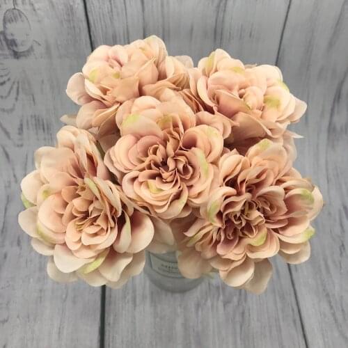 5pcs Pink Silk Rose Artificial Flowers Peony Bridal Bouquet for Wedding Home DIY Decoration Cheap Fake Flowers Hydrangea Crafts