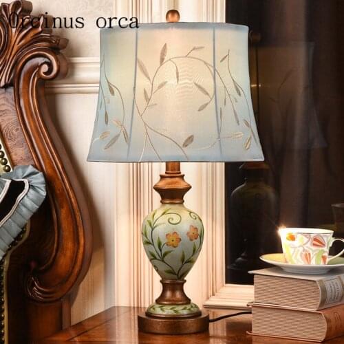 American bedroom bedside lamp warm fashion creative European style of the ancient village study the living room decorative lamp