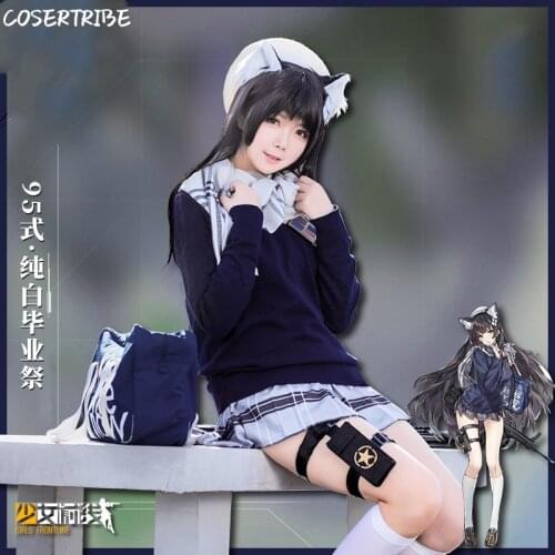 Anime Girls Frontline 95 Cute Lolita JK School Uniform Graduation Ceremon Cosplay Costume Women Halloween Carnival Free Shipping