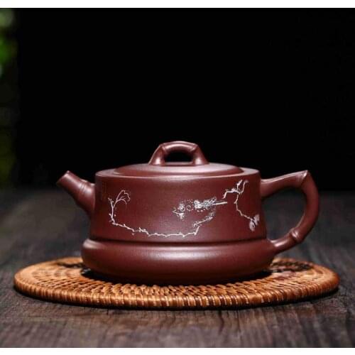 Bamboo pot of yixing products recommended undressed ore old famous purple clay all hand lettering teapot tea set. rainbo