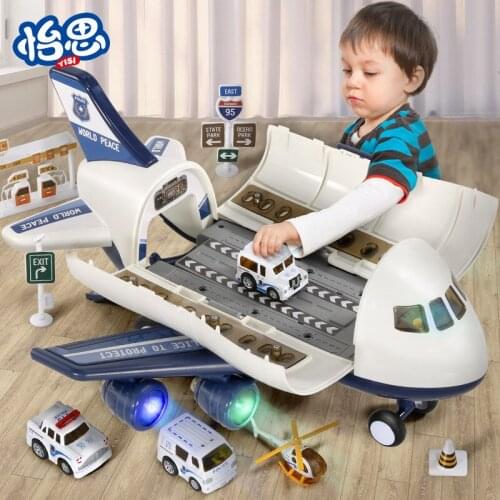 Large airplane toys childrens inertia car model storage set music puzzle boy toys wholesale gifts
