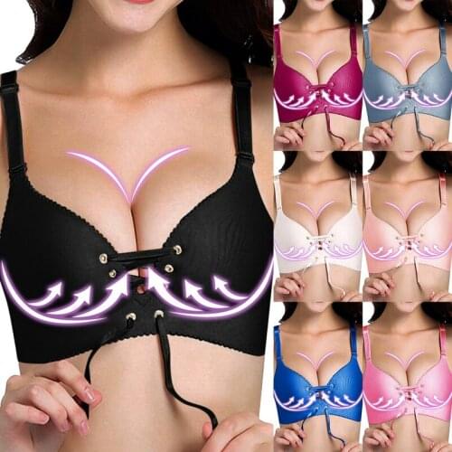 Sexy Bandage Straps Push Up Gather Bra Seamless Adjustment Bralette Underwear Pure Color Comfortable High-quality Bra