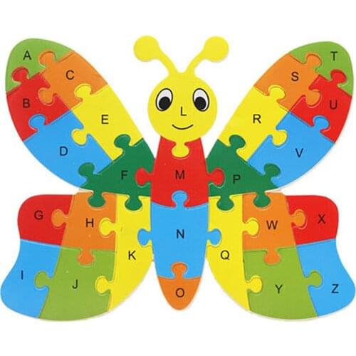 Color Wooden Puzzles Hand Grab Boards Toys Tangram Jigsaw Baby Educational Toys Cartoon Animals English Alphabet 3D Puzzles