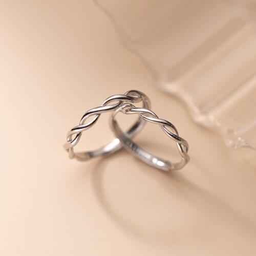 Infinity Twsit 925 Sterling Silver Rings for Women Men Adjustable Matching Couple Ring for Lover His and Hers Minimalist Jewelry