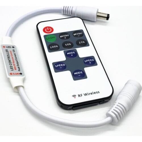 12 24 V 11 Keys RF LED Strip Controller Mini Dimmer RF Remote DC 5V 12V 24V Controller For LED 5050 2835 Strip Single Color