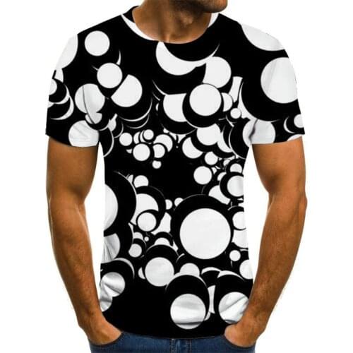 Summer Fashion Colorful 3d Printing Short Sleeve Summer Casual Round Neck T-shirt Fun Rotating Pattern Street Mens T-shirts