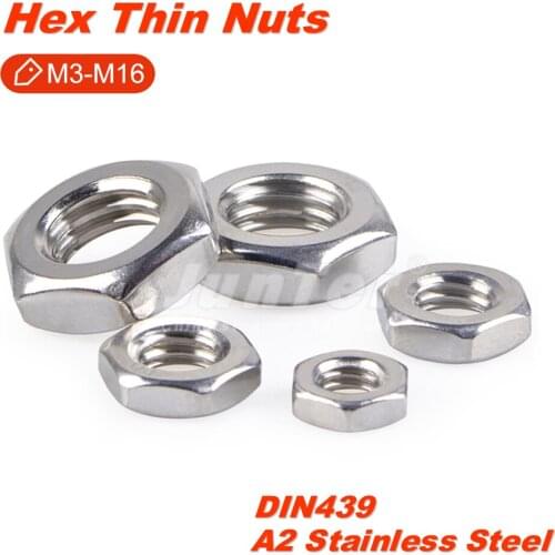 M3 M4 M5 M6 M8 M10 M12 DIN439 A2 Stainless Steel Hex Thin Nuts Metric
