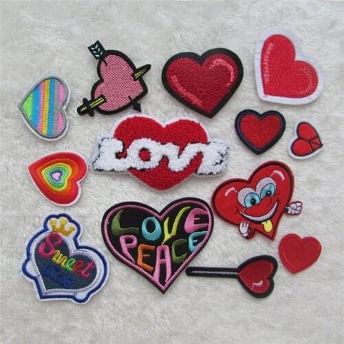 Hot different style red loving hot melt adhesive applique embroidery patches stripes DIY clothing accessory 1pcs sell C436-C2075