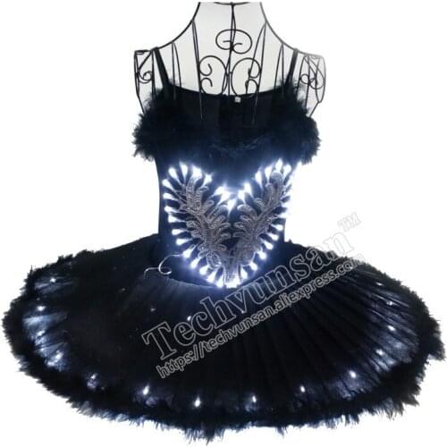New LED luminous Black Ballet Skirt Performance clothes Adult fluorescent dance skirt Costume Starry skirt LED lantern dance