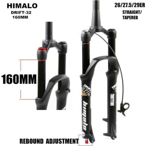 MTB Suspension Air Fork HIMALO Travel 160mm 26 27.5 29er Rebound Adjustment Quick Release QR Tapered Straight Tube