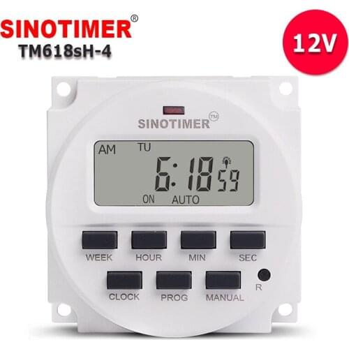 1 Second Interval Super Big LCD Digital 12VDC AC 7 Days Weekly Programmable Digital Electronic LED Lighting Timer Switch