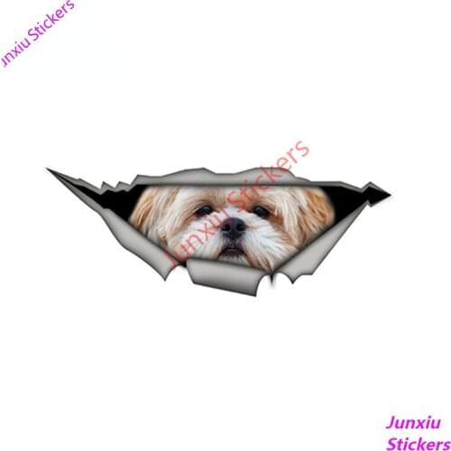 Shih tzu 3D Car Sticker Funny Pet Dog Decal Creative Modified Stickers Waterproof Car Styling Scratch-Proof Decoration PVC13x6cm