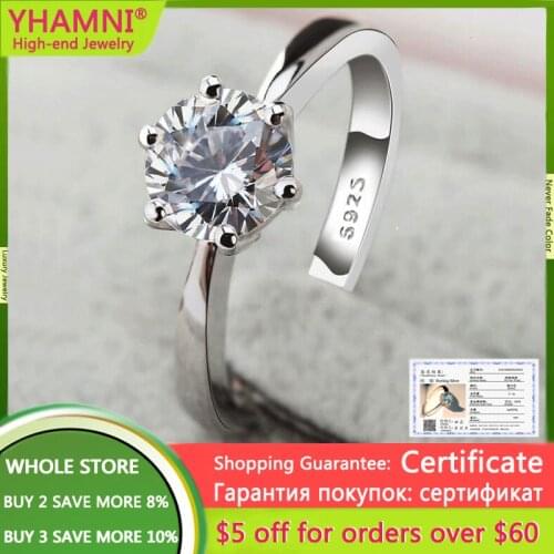 90% OFF! With Certificate 100% Authentic 925 Solid Silver Wedding Rings Solitaire 6/8mm Lab Diamond Engagement Rings for Women