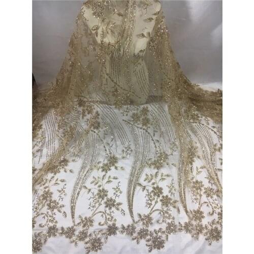Special gold glued glitter lace fabric JRB-102122 top sale glitter mesh material for evening dress 5 yards