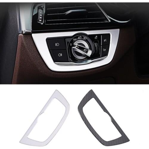 Car Styling Headlight Switch Button Frame Decoration Cover Trim Fit For BMW 5 Series 6 Series GT 2017-2021 Interior Accessories